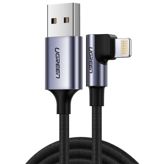 Kabel USB do Lightning kątowy UGREEN US299, MFi, 1m (czarny)
