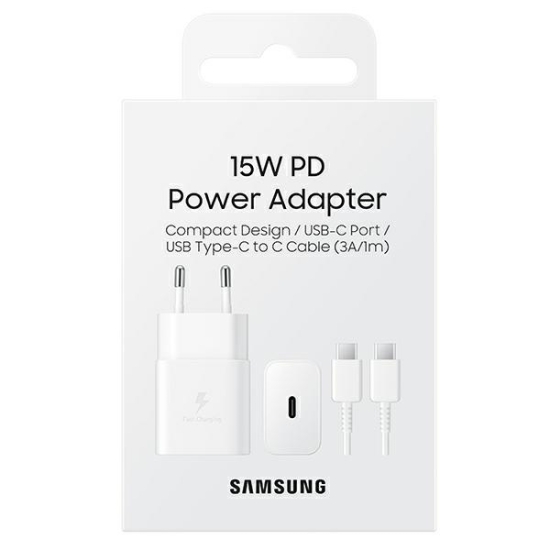 Ładowarka sieciowa Samsung EP-T1510XW 15W Fast Charge + kabel USB-C biały/white