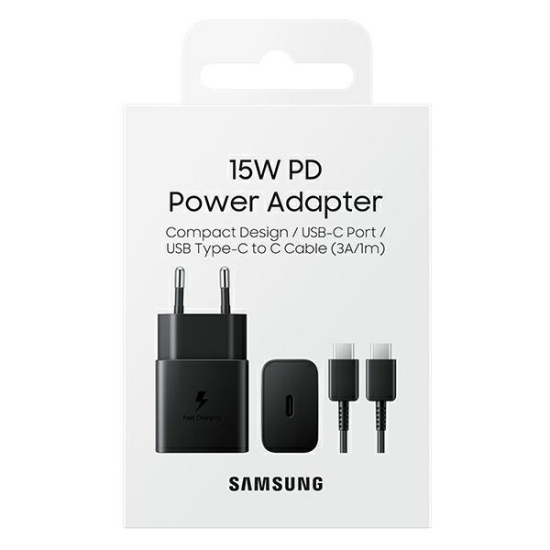 Ładowarka sieciowa Samsung EP-T1510XB 15W Fast Charge + kabel USB-C czarny/black Ładowarka sieciowa Samsung EP-T1510XB 15W Fast Charge + kabel USB-C czarny/black