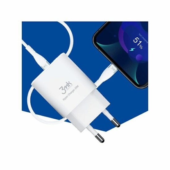 Ładowarka sieciowa 3MK HyperCharger 20W USB-C + USB-A PD 3.0 QC 3.0 biała