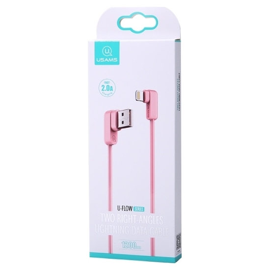 Kabel kątowy USAMS U-flow Lightning 1,2m 2A różowy/pink IPUSBCY03