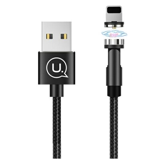 Kabel magnetyczny USAMS U59 lightning 2.1A Fast Charge 1m pleciony czarny/black SJ472USB01 regulowany kąt