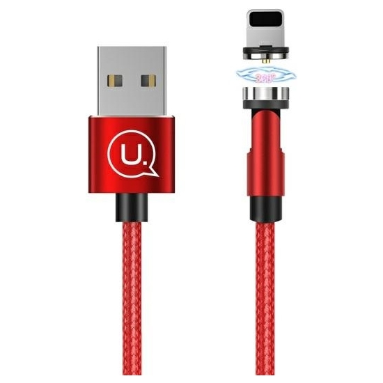 Kabel magnetyczny USAMS U59 lightning 2.1A Fast Charge 1m pleciony czerwony/red SJ472USB02 regulowany kąt