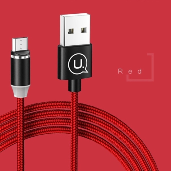 Kabel magnetyczny USAMS U-Sure microUSB 1m 2.1A pleciony czerwony/red SJ294USB02
