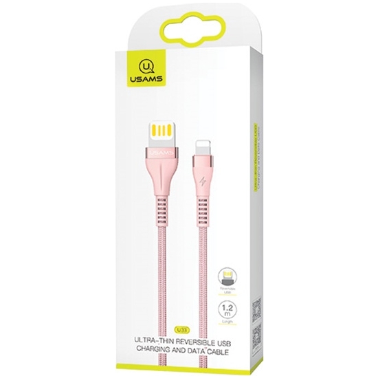Kabel pleciony USAMS U33 lightning 1,2m 2A Fast Charging różowy/pink SJ360USB03