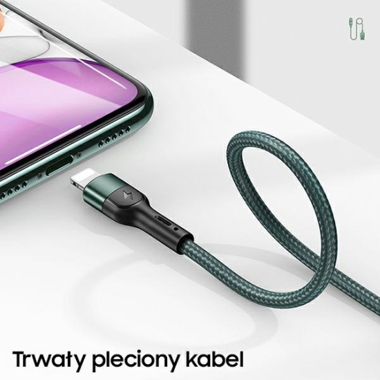 Kabel pleciony USAMS U55 2A lightning U55 zielony/green 1m SJ448USBSG02