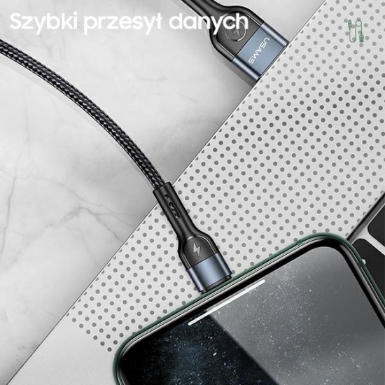 Kabel pleciony USAMS U55 2A lightning U55 zielony/green 1m SJ448USBSG02