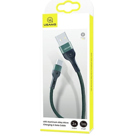 Kabel pleciony USAMS U55 2A micro USB zielony/green 1m SJ450USB02