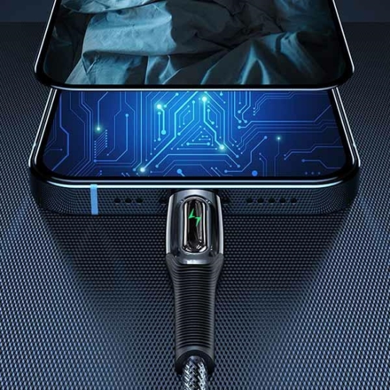 Kabel pleciony USAMS USB-C na Lightning Smart Power-off 20W PD Cable 1.2m czarny/black SJ518USB01