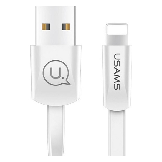 Kabel płaski USAMS U2 Lightning 1,2m biały/white SJ199IP02 Apple iPhone 5/6/7/8/X