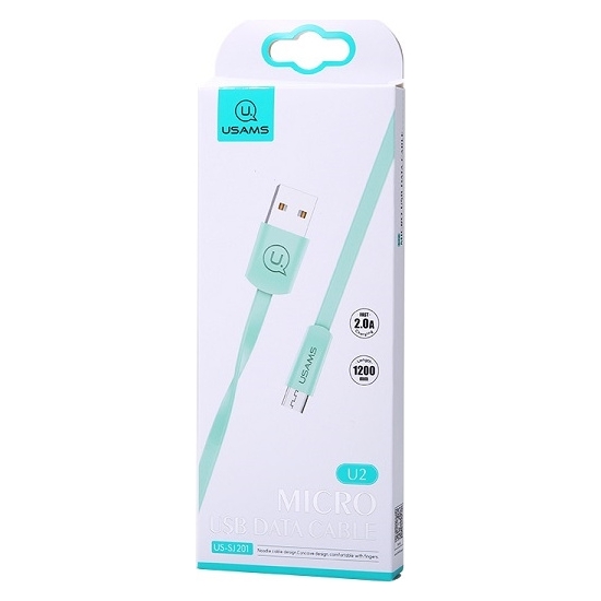Kabel płaski USAMS U2 microUSB 1,2m niebieski/blue SJ201MIC04