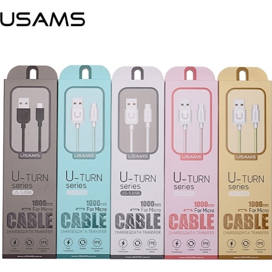 Kabel USAMS U-Turn microUSB 1m czarny/black 2A MICUSBXD01