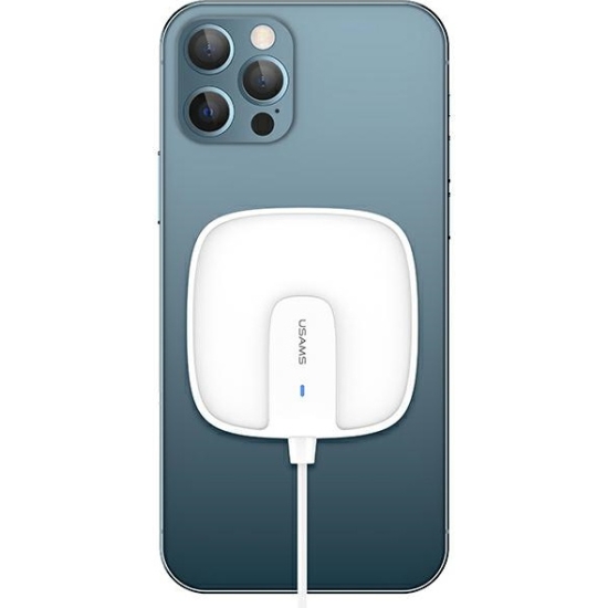 Ładowarka indukcyjna USAMS US-CD159 magnetic W1 15W Extra-thin Apple iPhone 12 series biały/white CD159DZ02