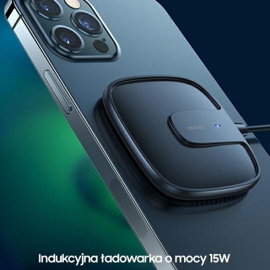 Ładowarka indukcyjna USAMS US-CD159 magnetic W1 15W Extra-thin Apple iPhone 12 series czarny/black CD159DZ01