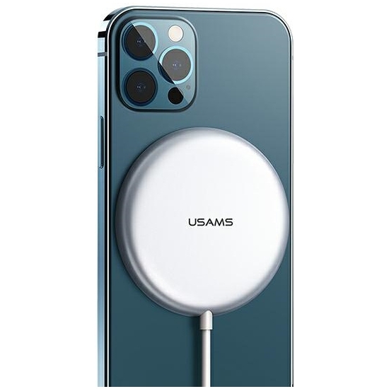 Ładowarka indukcyjna USAMS US-CD160 magnetic W2 15W aluminiowa Apple iPhone 12 series srebrny/silver CD160DZ01