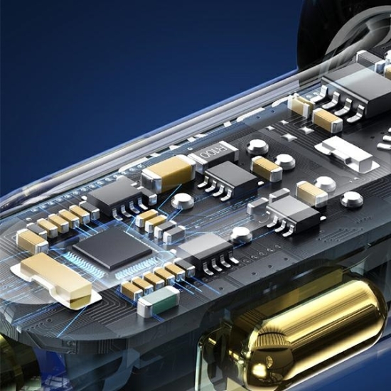 Ładowarka samochodowa USAMS 1xUSB-C 2xUSB-A 125W Fast Charge transparent blue CC158CC02