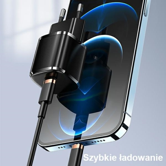 Ładowarka sieciowa USAMS T36 mini 1xUSB-C 20W + kabel USB-C-Lightning czarny/black PD3.0 Fast Charging XFKXLOGTL01