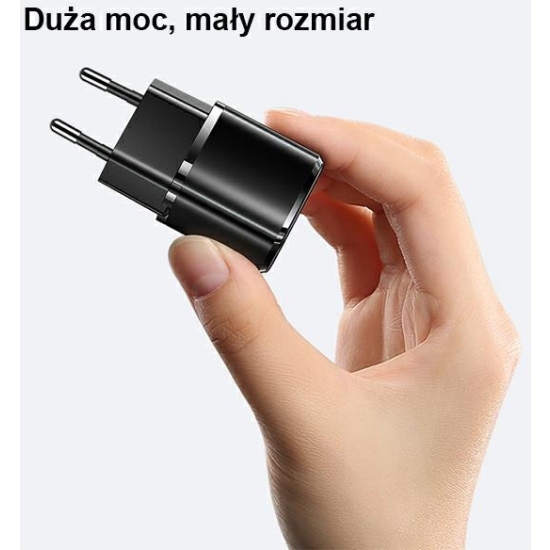 Ładowarka sieciowa USAMS T36 mini 1xUSB-C 20W + kabel USB-C-Lightning czarny/black PD3.0 Fast Charging XFKXLOGTL01