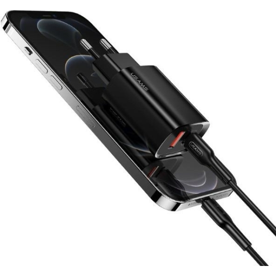 Ładowarka sieciowa USAMS T35 1xUSB-C+1xUSB 20W PD3.0 +QC3.0 Fast Charging czarny/black CC121TC02