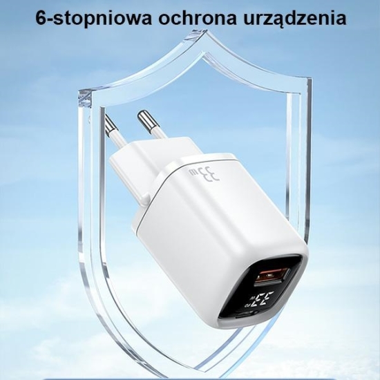 Ładowarka sieciowa USAMS T46 1xUSB-C+1xUSB 33W PD3.0 +QC3.0 Fast Charging czarny/black CC152TC01
