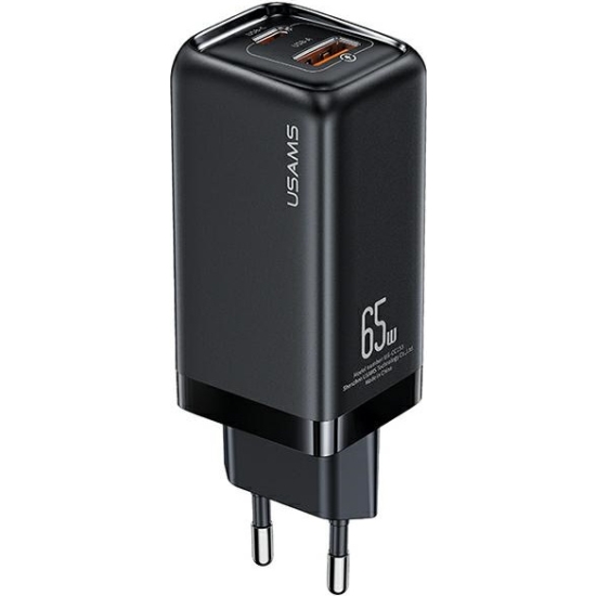 Ładowarka sieciowa USAMS T47 1xUSB-C+1xUSB 65W PD Fast Charging Super Si czarny/black CC153TC01