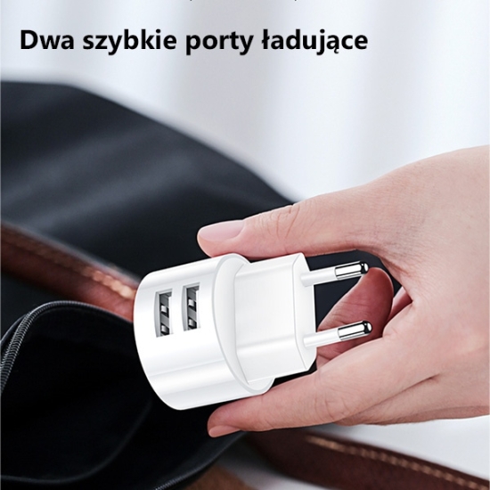 Ładowarka sieciowa USAMS T20 2xUSB 2,1A lightnin g biały/white round Fast Charging  XTXLOGT1804