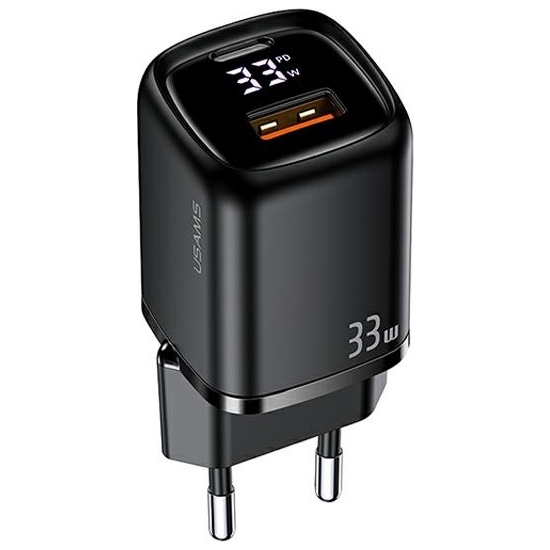 Ładowarka sieciowa USAMS T46 1xUSB-C+1xUSB 33W PD3.0 +QC3.0 Fast Charging czarny/black CC152TC01