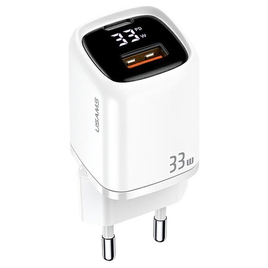 Ładowarka sieciowa USAMS T46 1xUSB-C+1xUSB 33W PD3.0 +QC3.0 Fast Charging biały/white CC152TC02