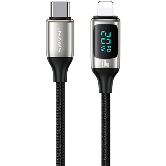Kabel pleciony USAMS U78 USB-C na Lightning LED 1.2m 20W PD Fast Charge biały/white SJ545USB02