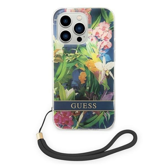 Etui Guess GUOHCP14XHFLSB Apple iPhone 14 Pro Max niebieski/blue hardcase Flower Strap