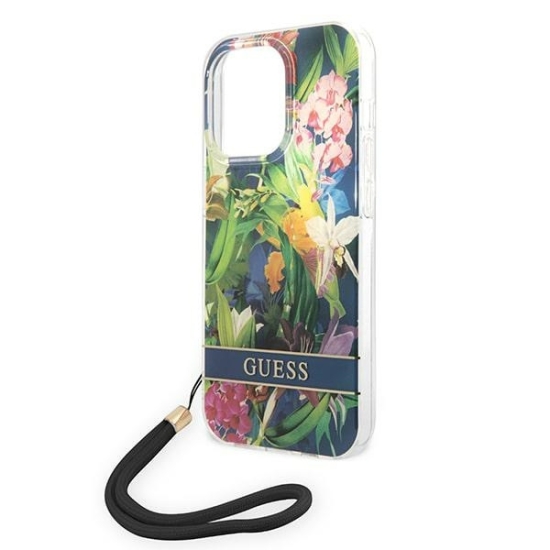 Etui Guess GUOHCP14XHFLSB Apple iPhone 14 Pro Max niebieski/blue hardcase Flower Strap