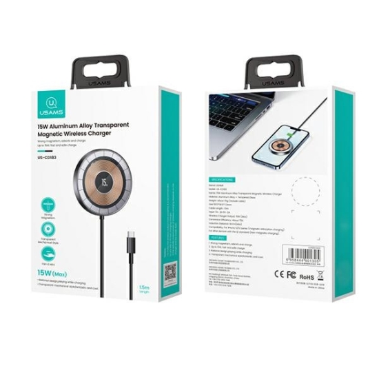 Ładowarka indukcyjna USAMS US-CD183 magnetic 15W czarny/black CD183CDX01