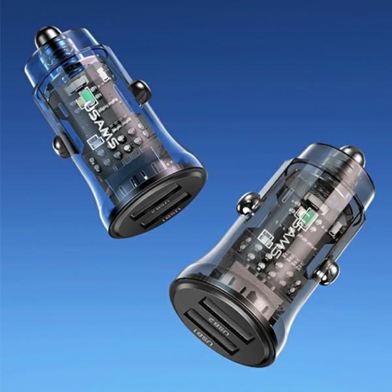 Ładowarka samochodowa USAMS C31 3A 2xUSB-A Fast Charge niebieski/blue CC162CC02