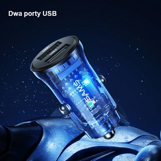 Ładowarka samochodowa USAMS C31 3A 2xUSB-A Fast Charge niebieski/blue CC162CC02