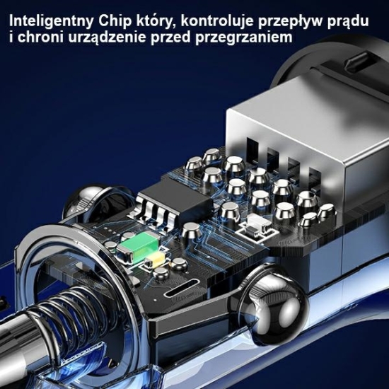 Ładowarka samochodowa USAMS C31 3A 2xUSB-A Fast Charge niebieski/blue CC162CC02