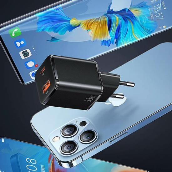 Ładowarka sieciowa USAMS T43 1xUSB-C+1xUSB 33W PD3.0 +QC3.0 Fast Charging biały/white CC144TC02