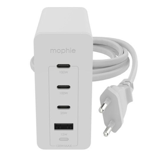 Ładowarka sieciowa Mophie GaN speedport 120W 3xUSB-C, 1xUSB-A (white)