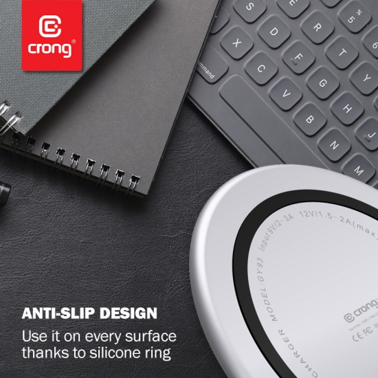 Ładowarka bezprzewodowa Crong PowerSpot Fast Wireless Charger Qi 15W USB-C (Shadow Black)