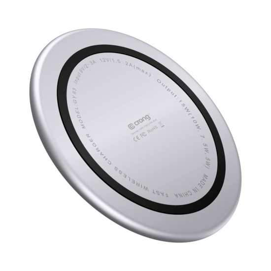Ładowarka bezprzewodowa Crong PowerSpot Fast Wireless ChargerQi 15W USB-C (Silver White)