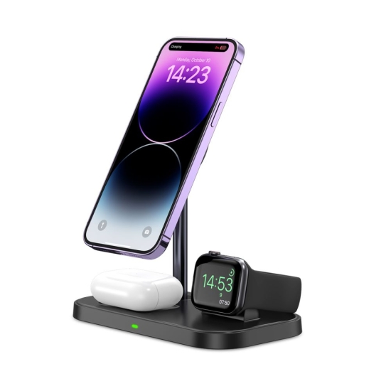 Ładowarka bezprzewodowa MagSafe Tech-Protect Qi15W A22 3in1 Magnetic Wireless Charger Black