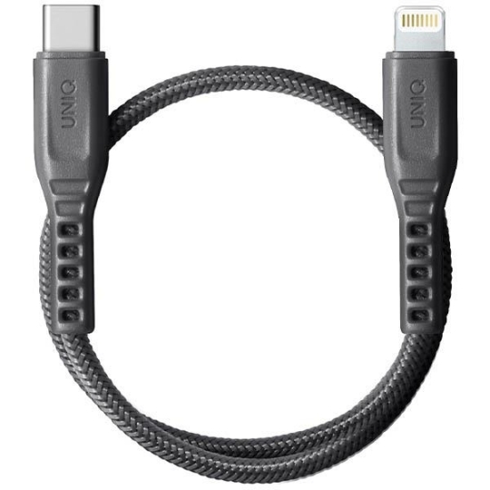 Kabel UNIQ Flex USB-C/Lightning 18W 30cm Nylon szary/charcoal grey