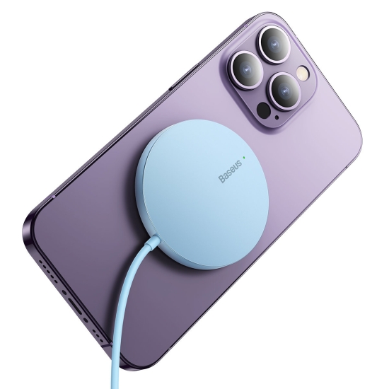 Ładowarka bezprzewodowa MagSafe Baseus Simple Mini3 Qi 15W niebieska