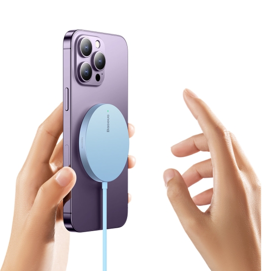 Ładowarka bezprzewodowa MagSafe Baseus Simple Mini3 Qi 15W niebieska