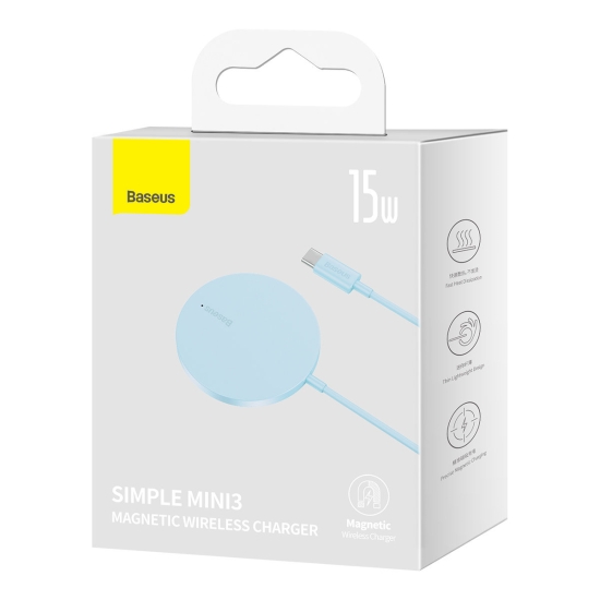 Ładowarka bezprzewodowa MagSafe Baseus Simple Mini3 Qi 15W niebieska