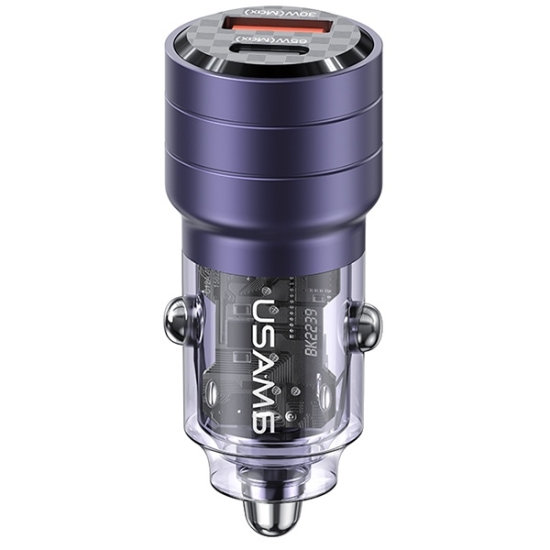 Ładowarka samochodowa USAMS C36 USB-A+USB-C 95W Fast Charge fioletowy/purple (US-CC176)