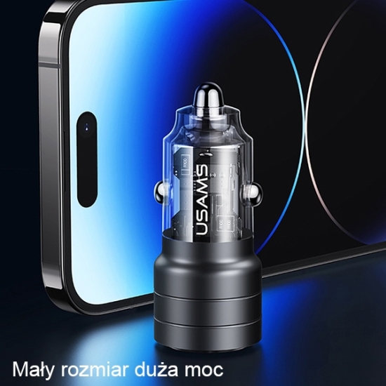 Ładowarka samochodowa USAMS C36 USB-A+USB-C 95W Fast Charge fioletowy/purple (US-CC176)
