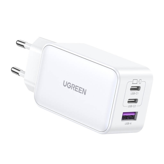 Ładowarka sieciowa UGREEN CD244 Nexode, 2xUSB-C, USB-A 3.0, PD3.0, QC4.0, GaN, 65W (biała)
