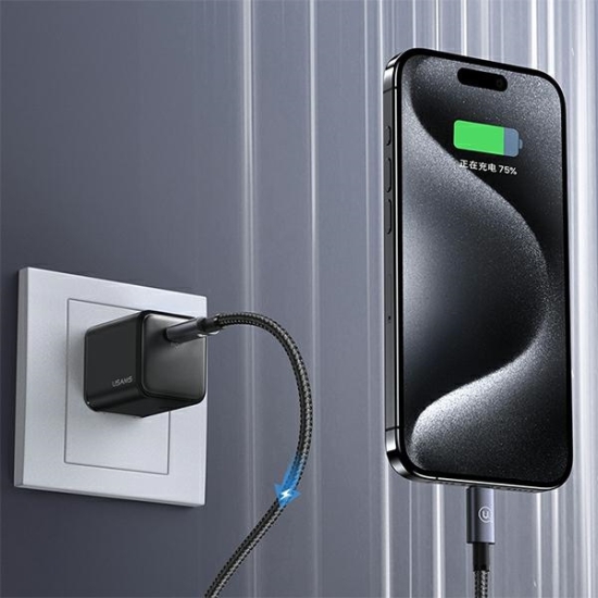 Kabel USAMS US-SJ661 USB-C / USB-C 60W 1,2m Fast Charging stalowy/tarnish