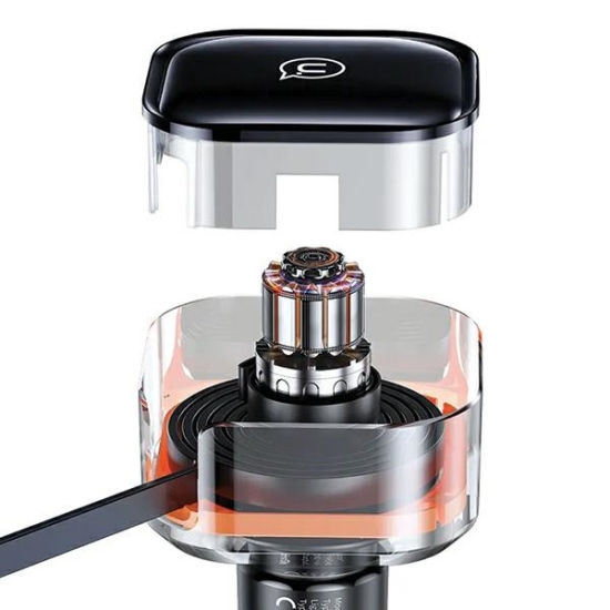 Ładowarka samochodowa USAMS C41 ze zwijanym kablem 1xUSB-C, 1xLightning  PD 30W Fast Charge czarny/black