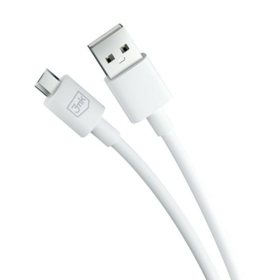 Kabel 3MK Hyper USB-A / microUSB 1.2m 5V 2.4A Biały/White